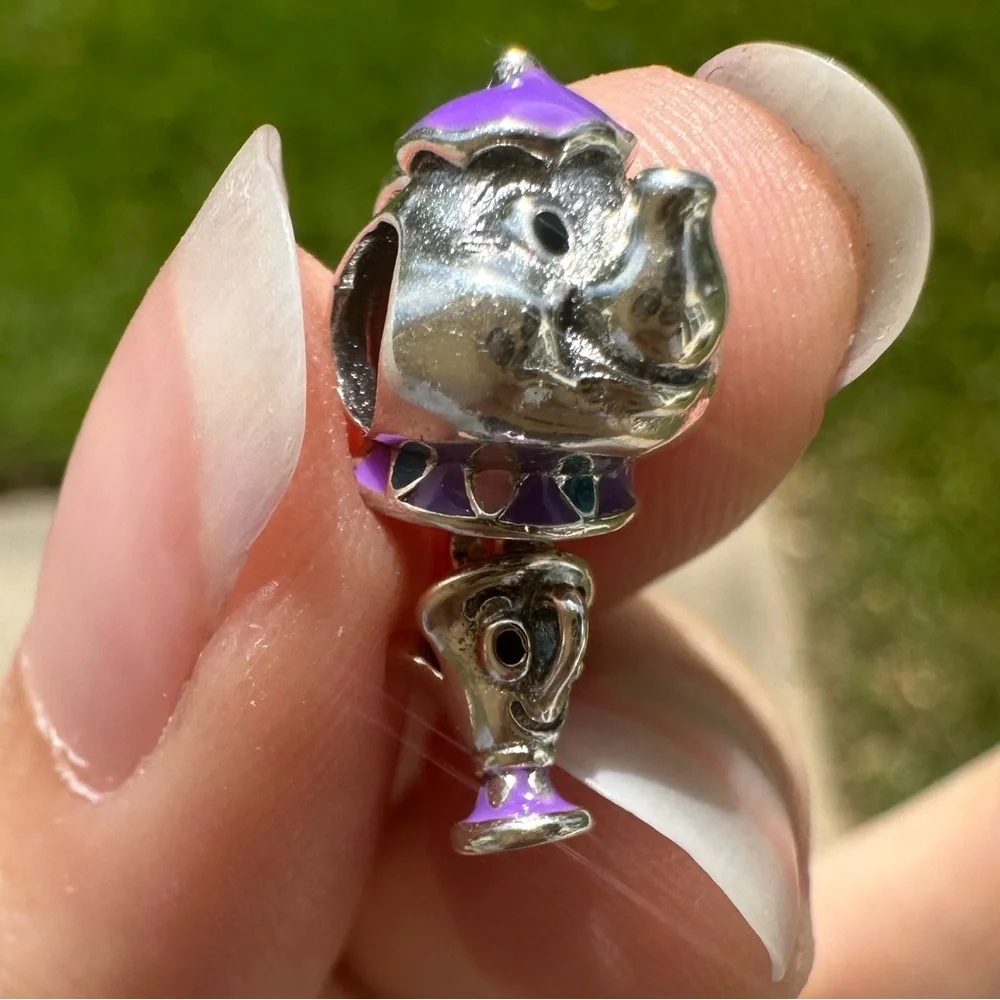 NWOT Pandora x Disney Beauty & the Beast Mr Potts & Chip Dangle Charm 799015C01_5